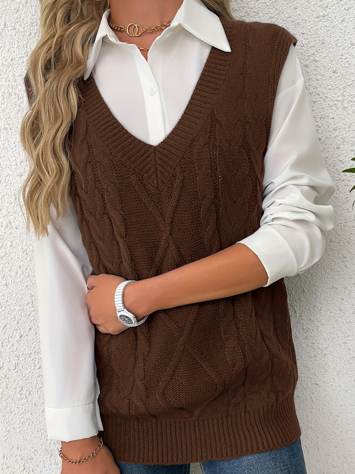 Cambria | Cable-Knit V-Neck Sweater Vest