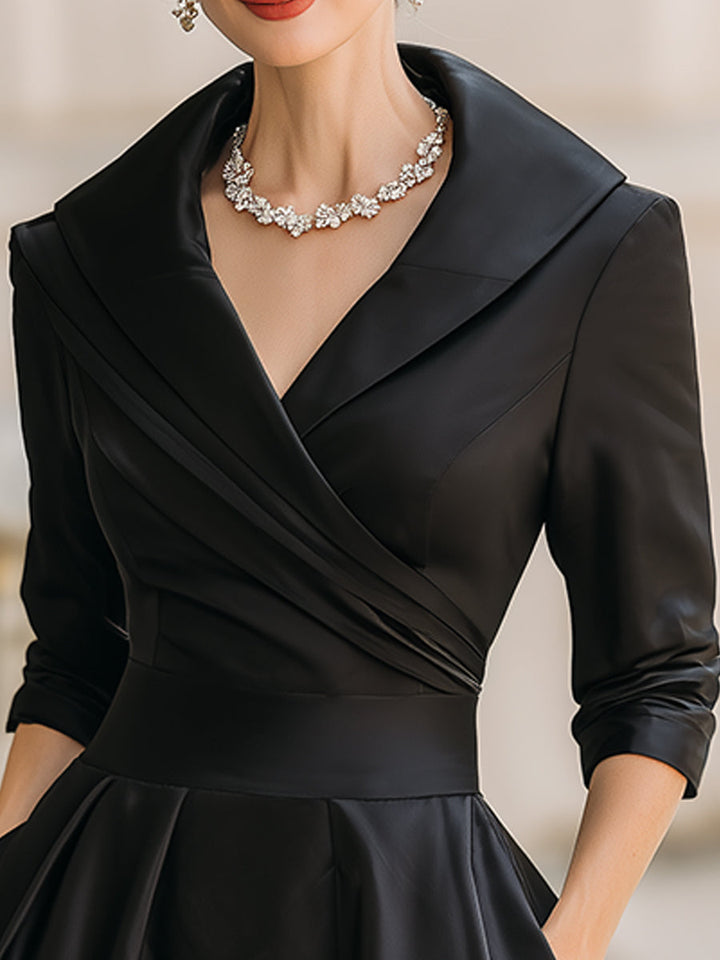 Wren | Shawl Collar A-Line Midi Dress