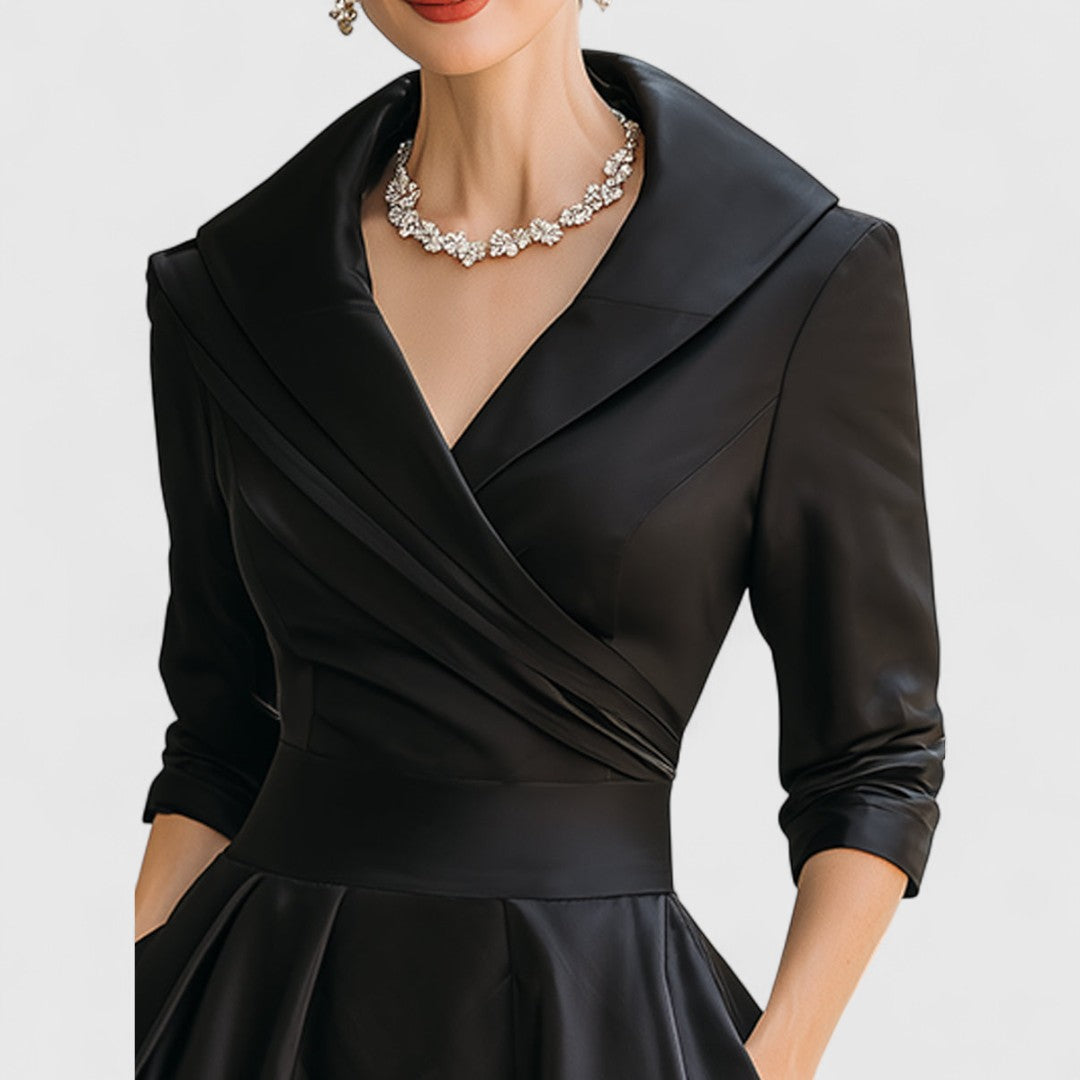 Lavinia | Pleated Collared Midi Dress