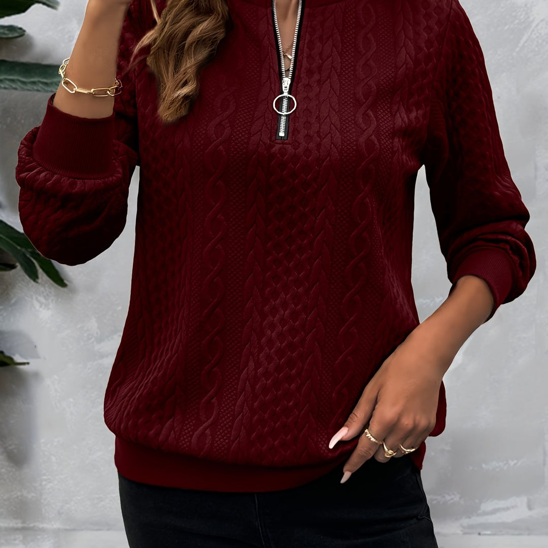 Corinne | Textured Half-Zip Sweatshirt