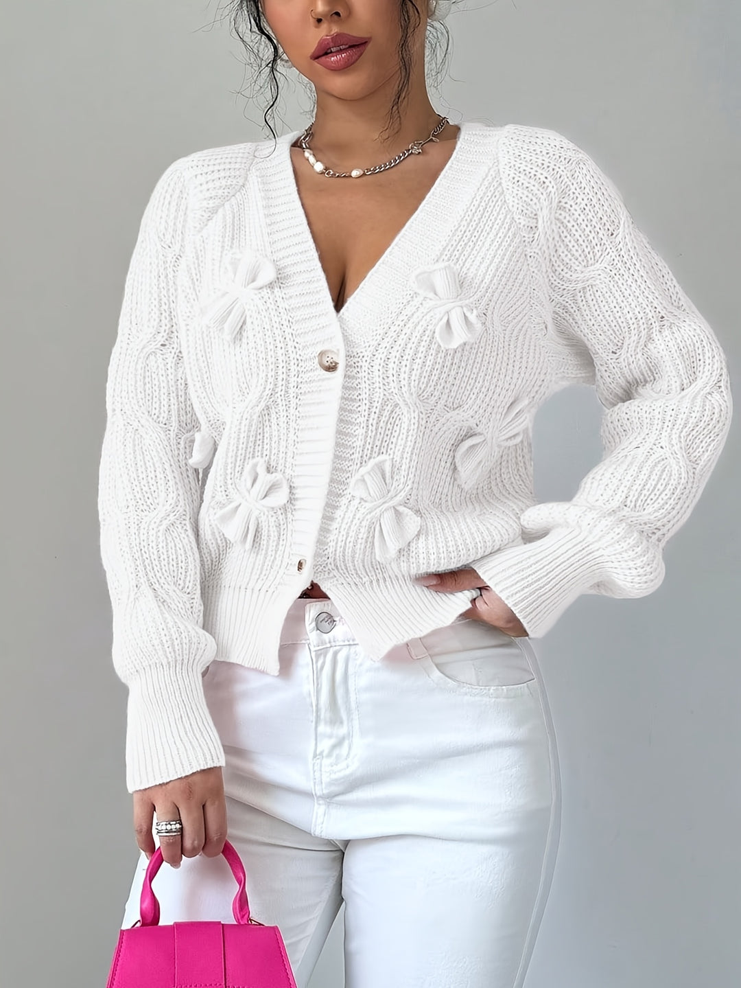 Evangeline | Bow-Detail Knit Cardigan
