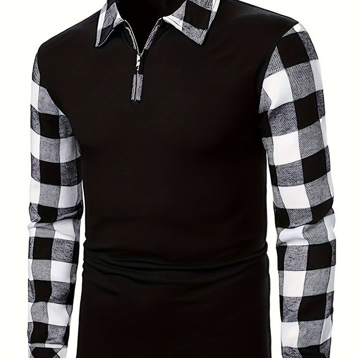 Jasper | Half-Zip Plaid-Sleeve Shirt