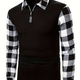 Jasper | Half-Zip Plaid-Sleeve Shirt