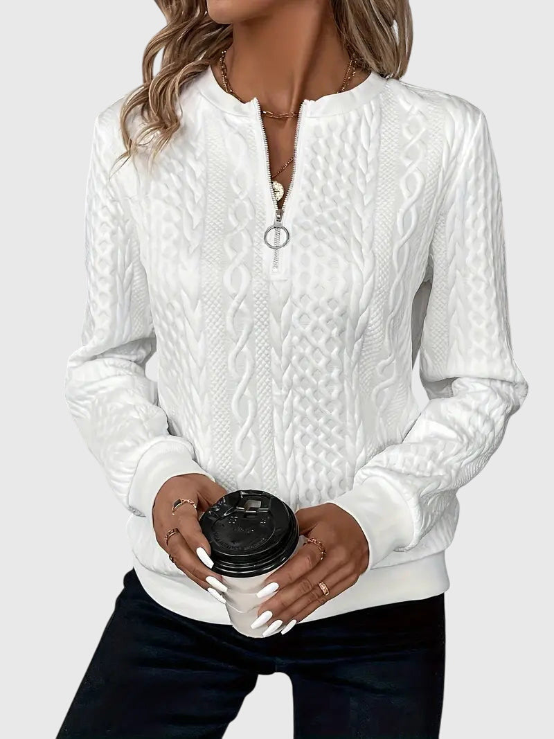 Romy | Textured Zip-Neck Sweater