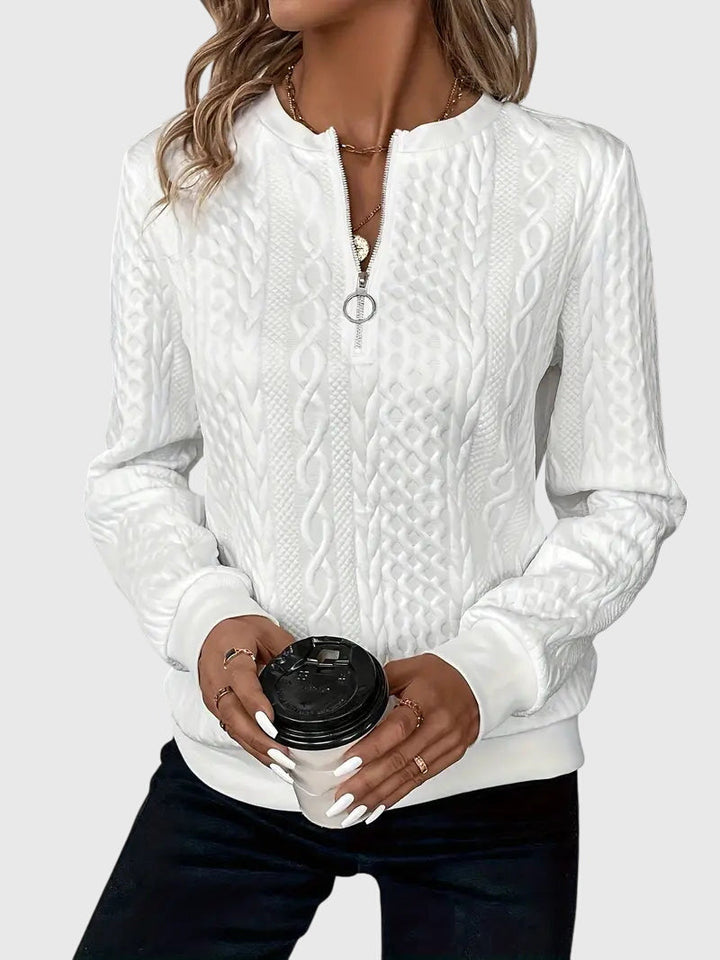 Romy | Textured Zip-Neck Sweater