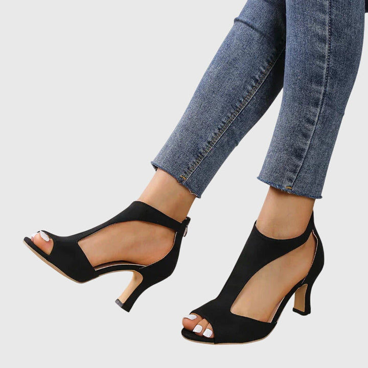 Elise | Open-Toe Block Heels