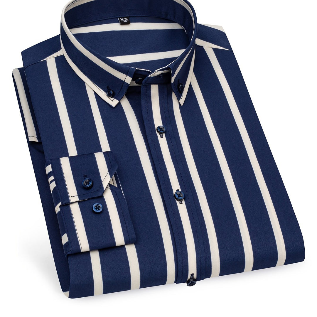Stroud | Men's Slim Fit Bold Stripe Long Sleeve Dress Shirt