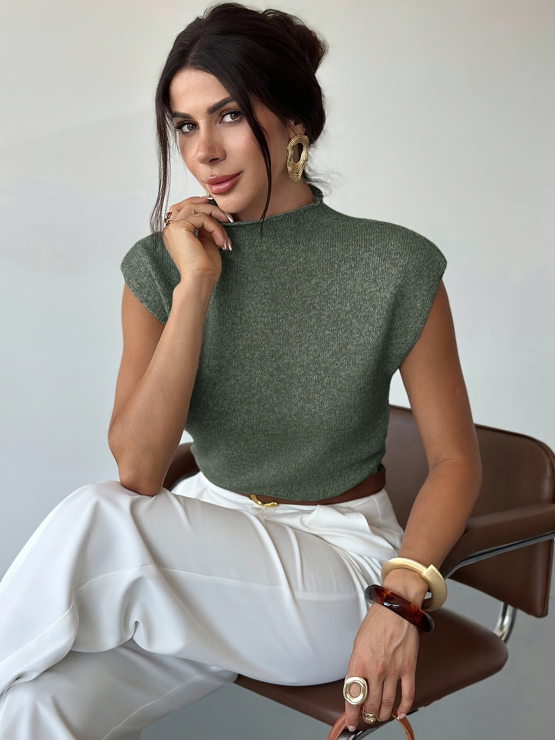 Sabine | Refined Mock-Neck Sweater Vest