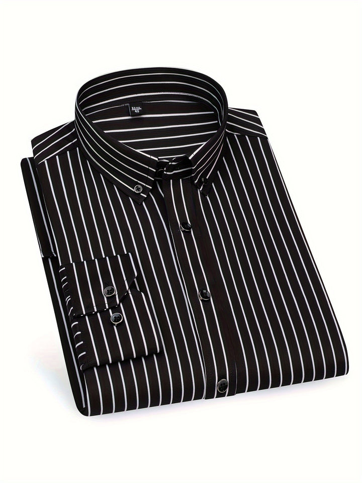 Stroud | Men's Slim Fit Bold Stripe Long Sleeve Dress Shirt