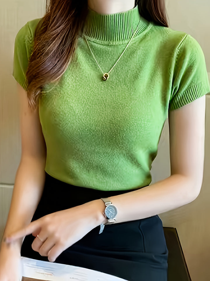 Marguerite | Refined Mock-Neck Short Sleeve Top