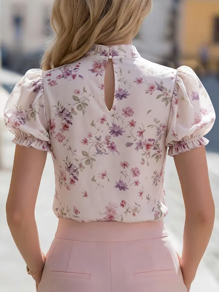 Violet | Romantic Puff-Sleeve Tie-Neck Blouse