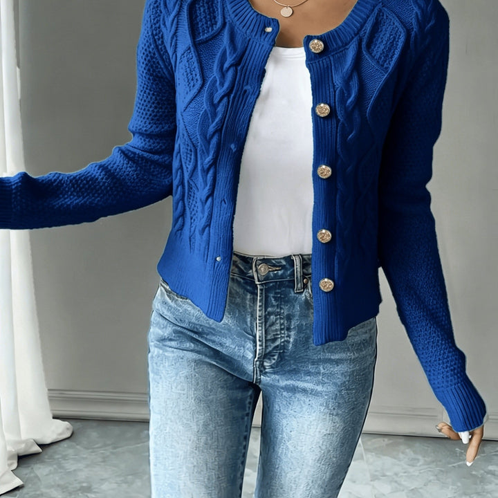 Eleanor | Cable-Knit Button-Front Cardigan