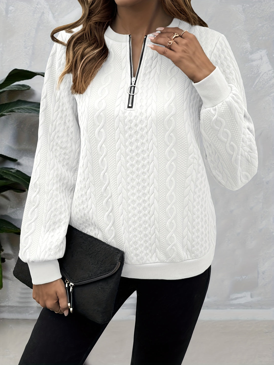 Corinne | Textured Half-Zip Sweatshirt