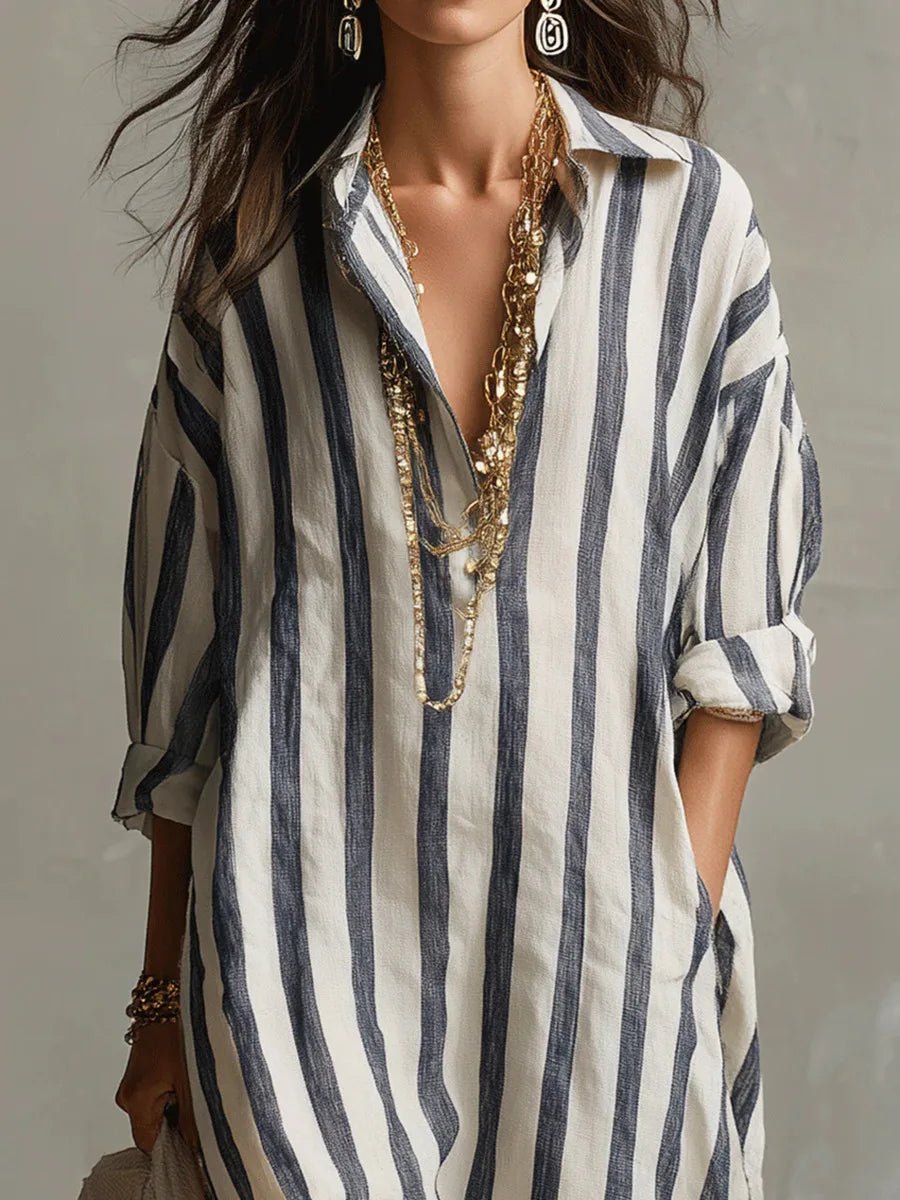 Anwen | Relaxed Striped Shirt Dress