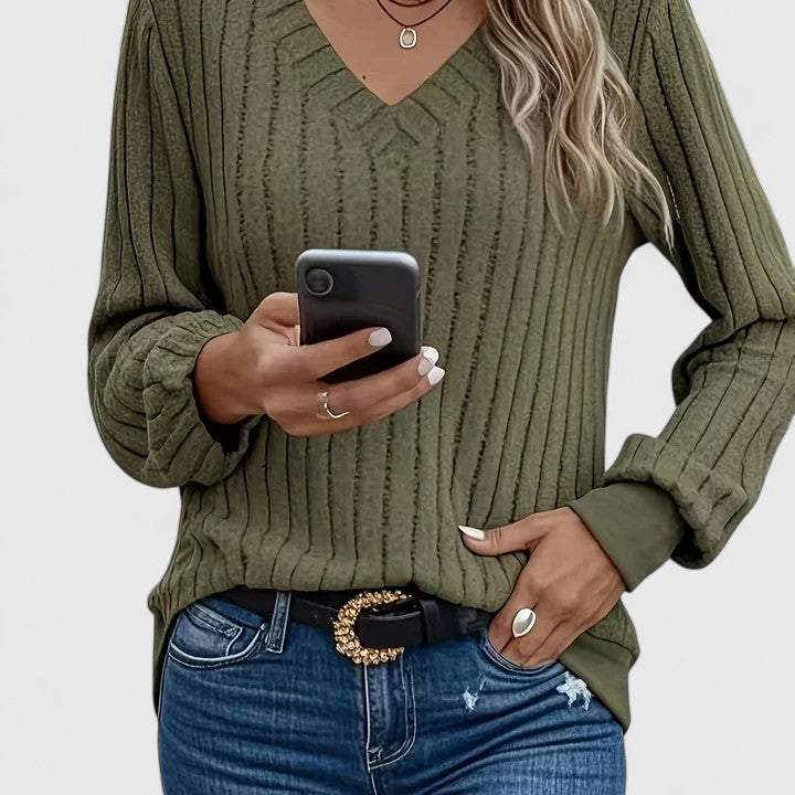 Bernice | Softly Textured V-Neck Sweater