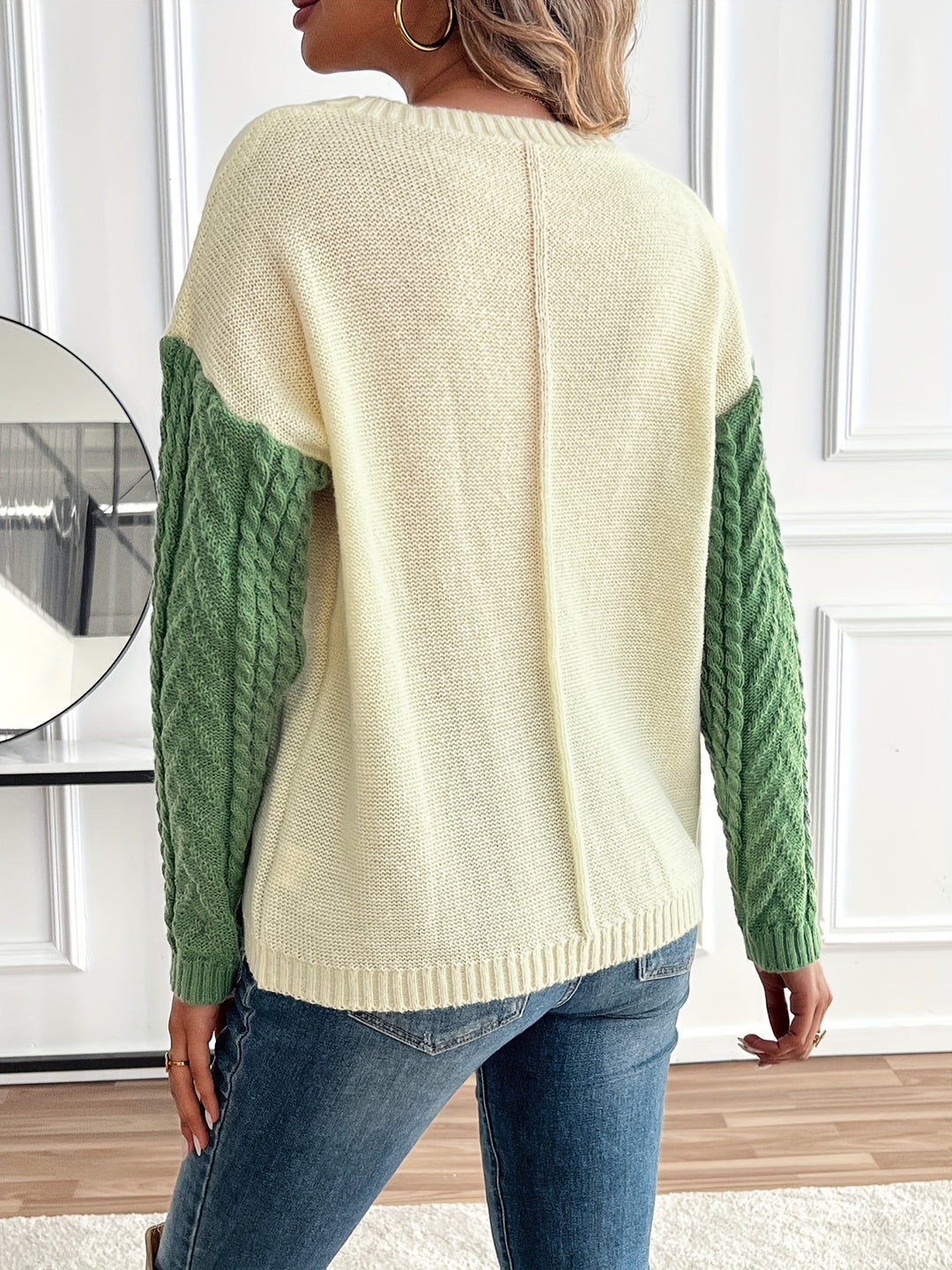 Harriet | Color-Block Cable-Knit Sweater