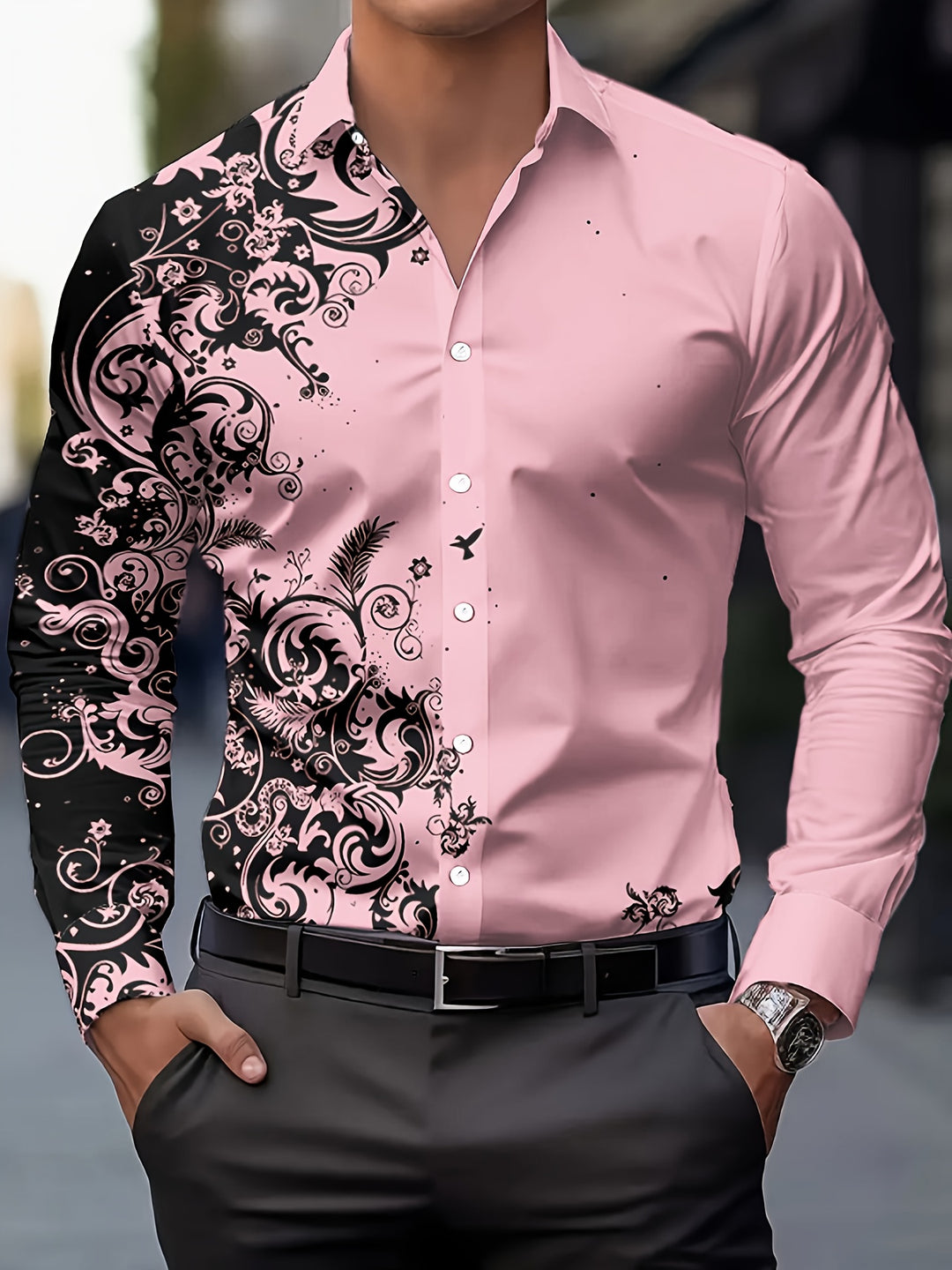 Walter | Men's Baroque Print Long Sleeve Shirt
