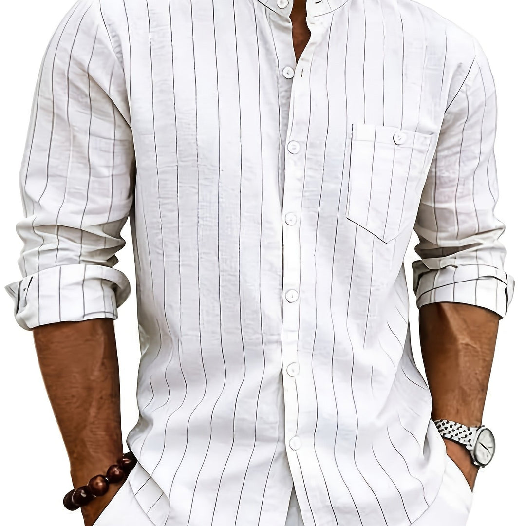 Auden | Men's Retro Striped Linen Shirt