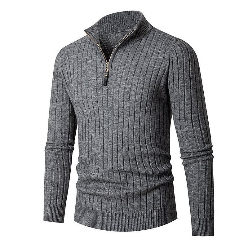 Miles | Ribbed Quarter-Zip Sweater