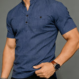 Anders | Stand-Collar Short-Sleeve Shirt