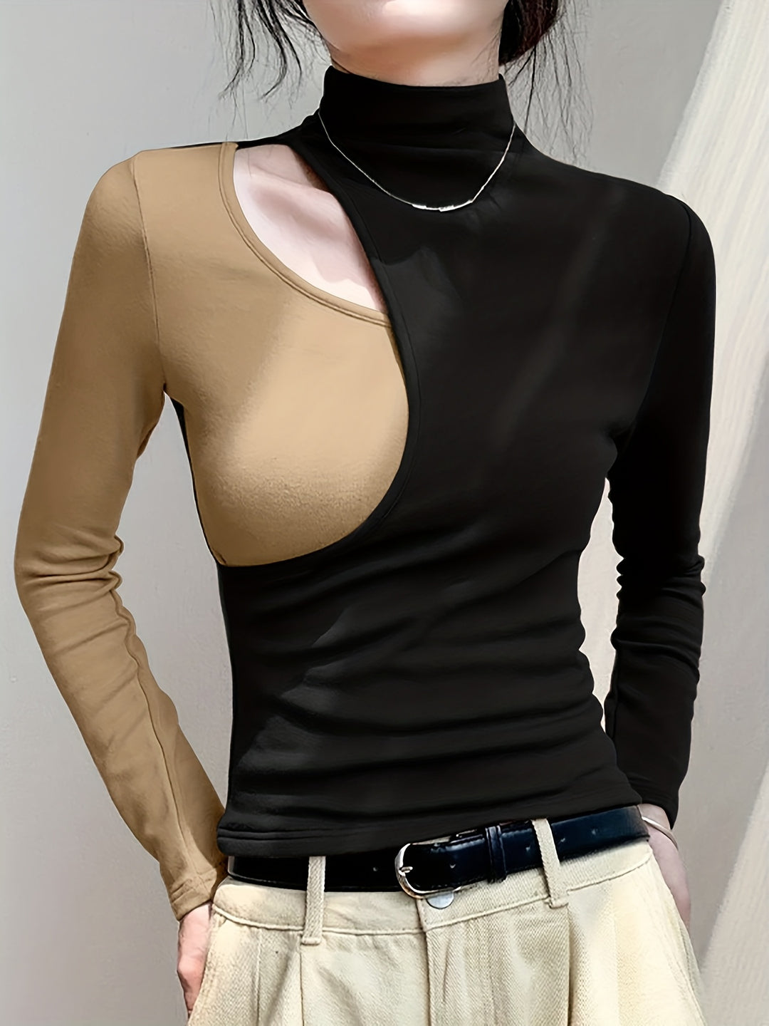Vivian | Color Block Mock Neck Top