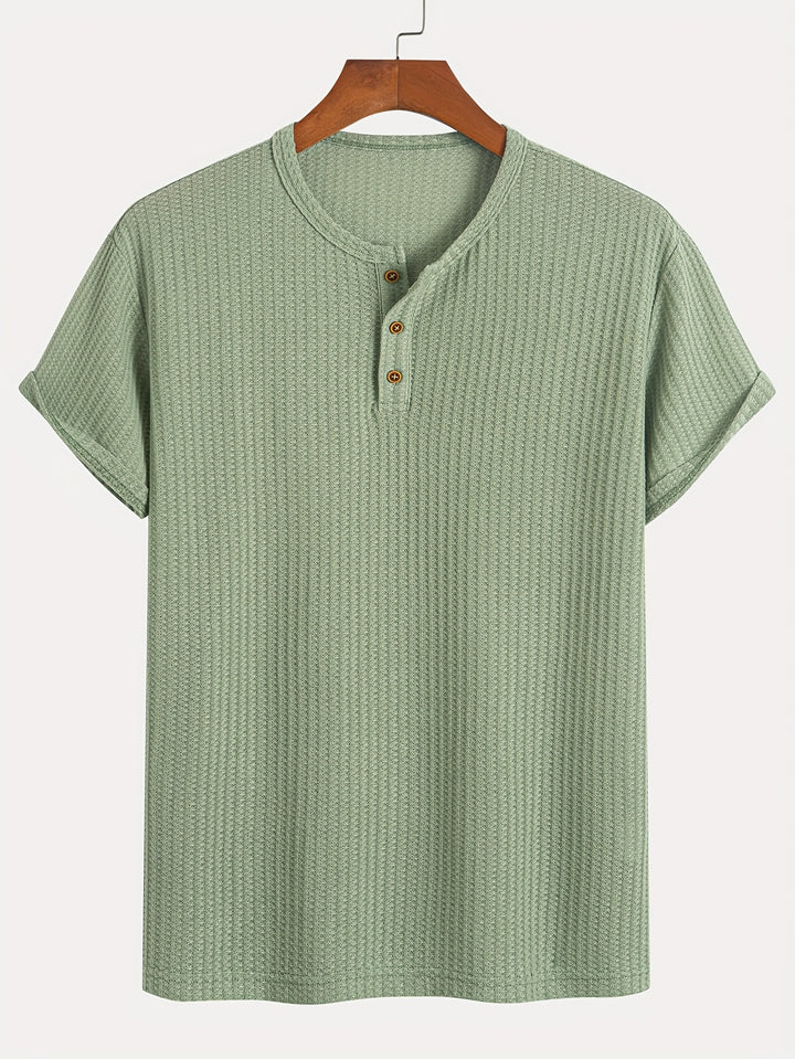 Augustus | Men's Ribbed Knit Henley T-Shirt