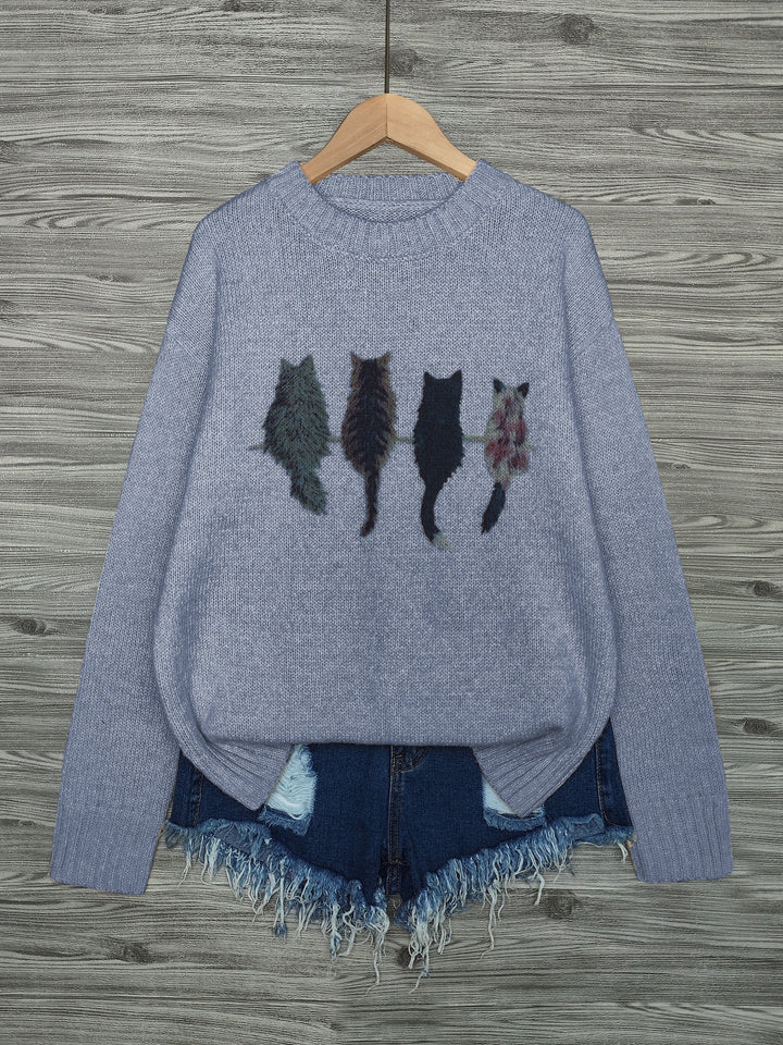 Lydia | Cozy Cat-Print Sweater