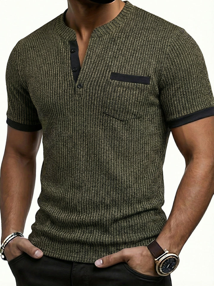 Barry | Men's Textured Knit Short Sleeve Henley