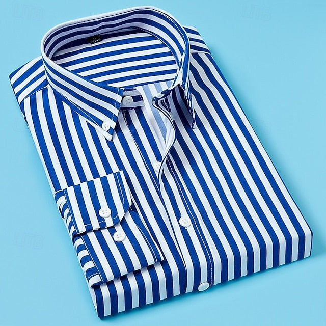 Ellison | Men's Striped Button-Down Dress Shirt