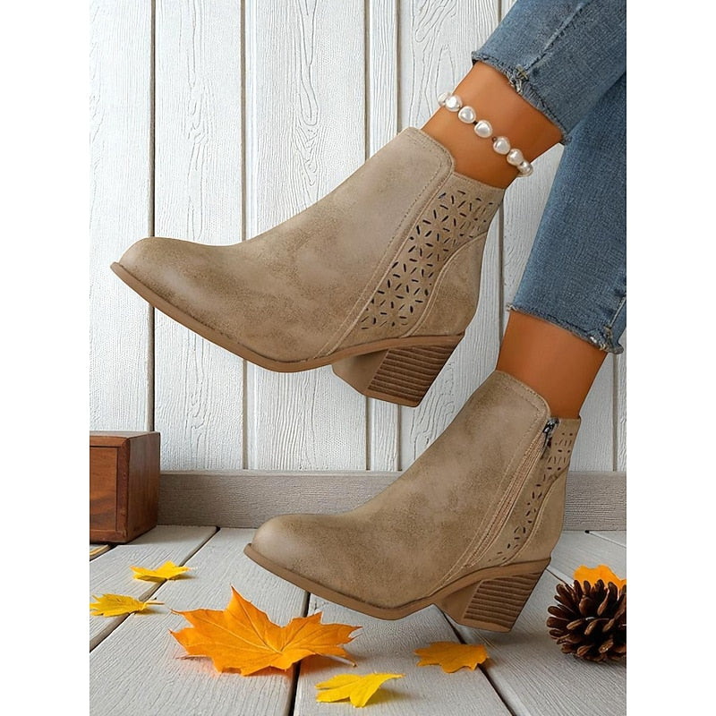 Marcella | Cutout Block-Heel Ankle Boots