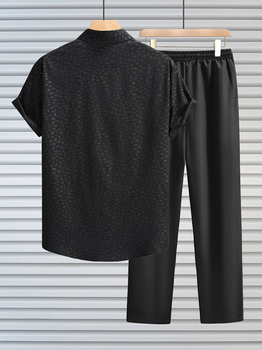 Adam | Men's Jacquard Short Sleeve Shirt & Trouser Set