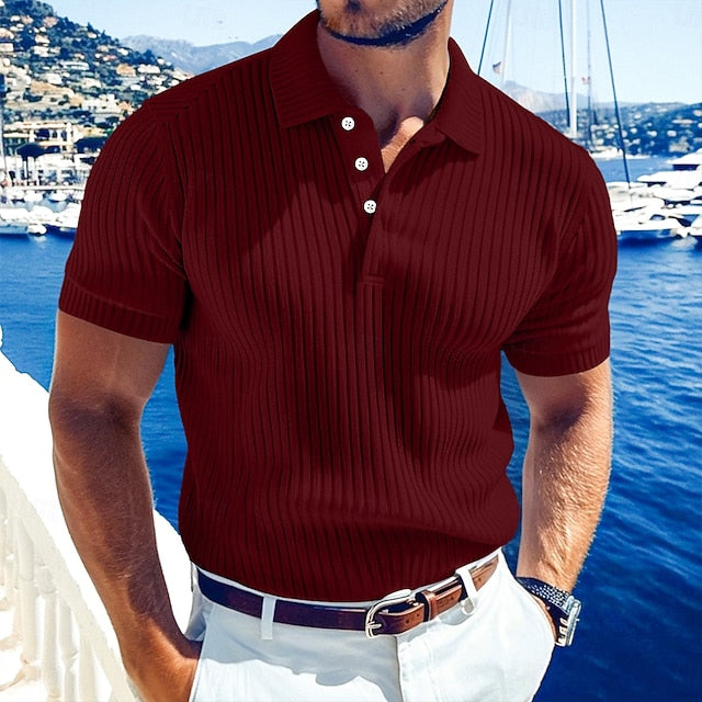 Marcus | Men's Ribbed Knit Polo Shirt