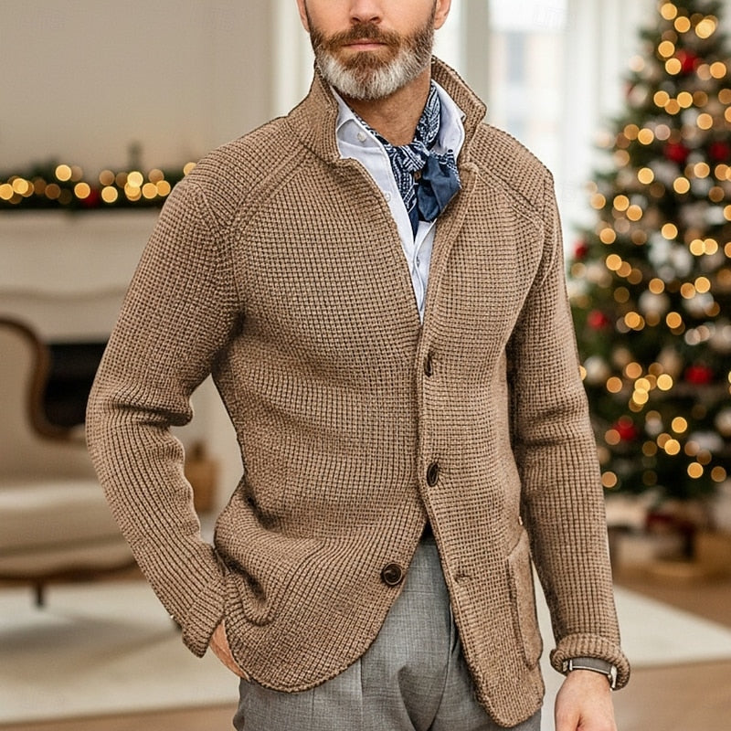 Oscar | Textured Stand-Collar Cardigan