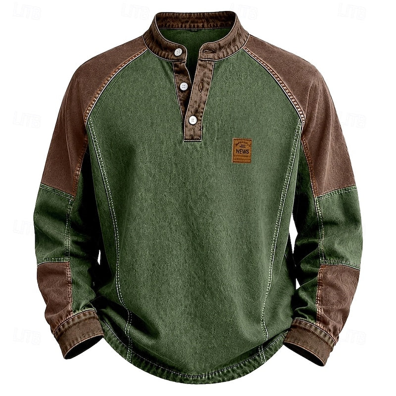 Harrison | Vintage Color Block Henley Shirt