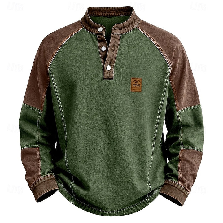 Harrison | Vintage Color Block Henley Shirt