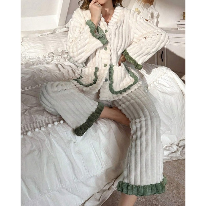 Adelina | Cozy Ruffle-Trim Two-Piece Set