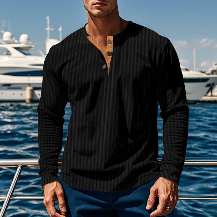 Grayson | Ribbed Long-Sleeve Henley Shirt