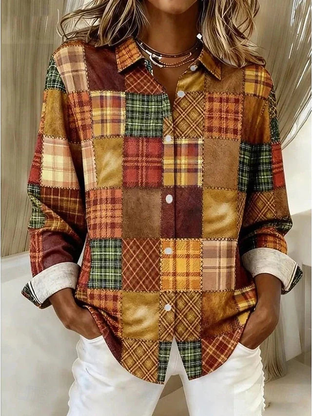 Cressida | Patchwork Button-Front Blouse