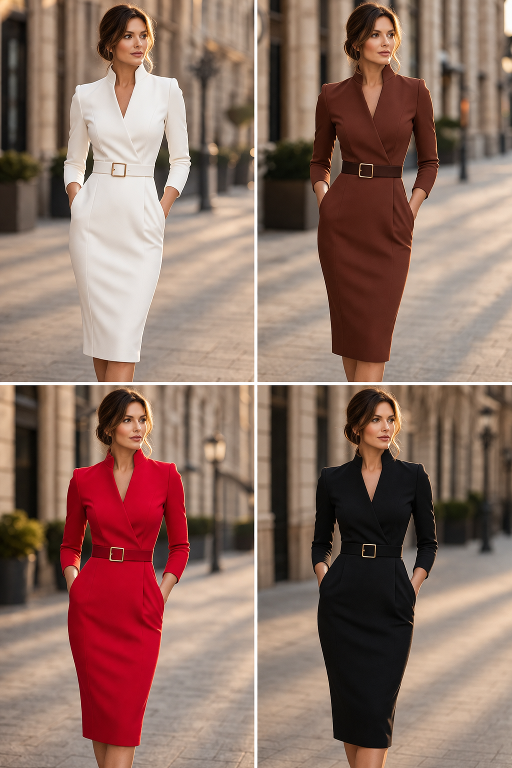Francesca | Belted Wrap Midi Dress