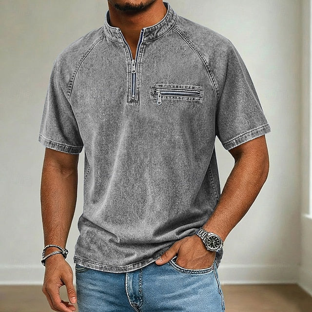 Floyd | Men's Washed Cotton Stand Collar Short Sleeve Shirt