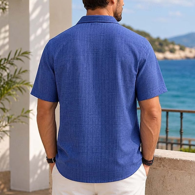 Neil | Men's Linen Camp Collar Shirt
