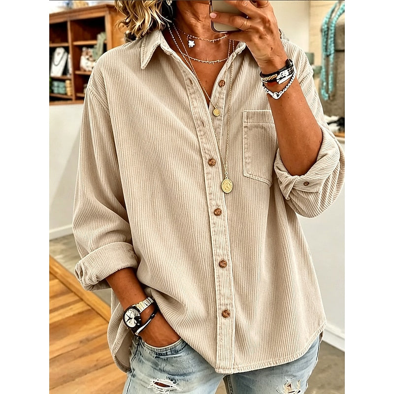Harper | Relaxed Ribbed Button-Up Shirt