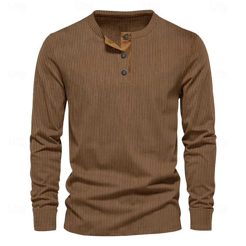 Grayson | Ribbed Long-Sleeve Henley Shirt