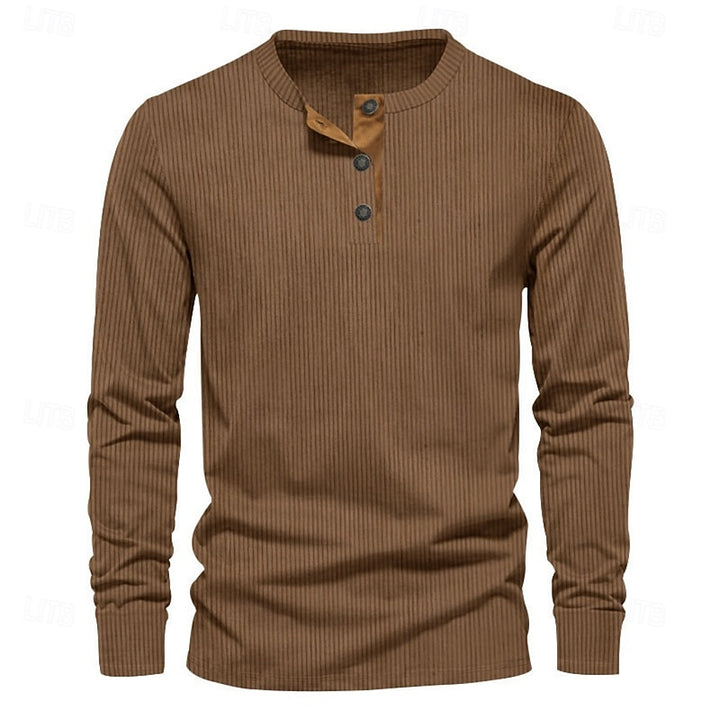 Grayson | Ribbed Long-Sleeve Henley Shirt