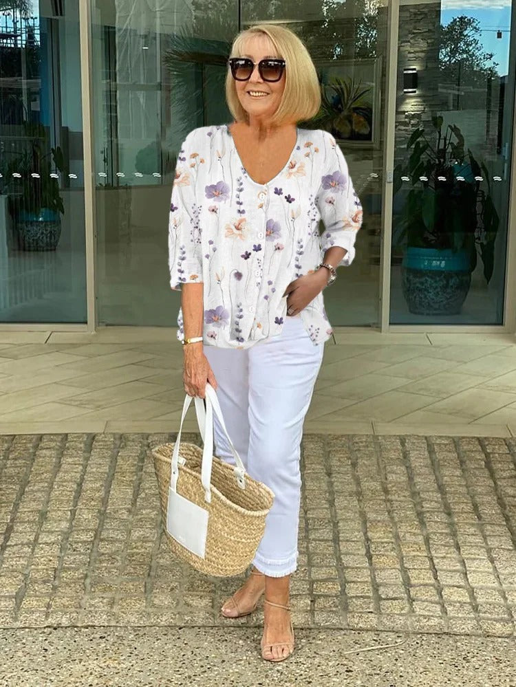 Marguerite | Floral Button Tunic Top