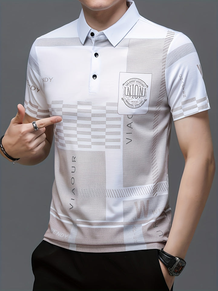 Harmon | Men's Colour-Block Geometric Knit Polo