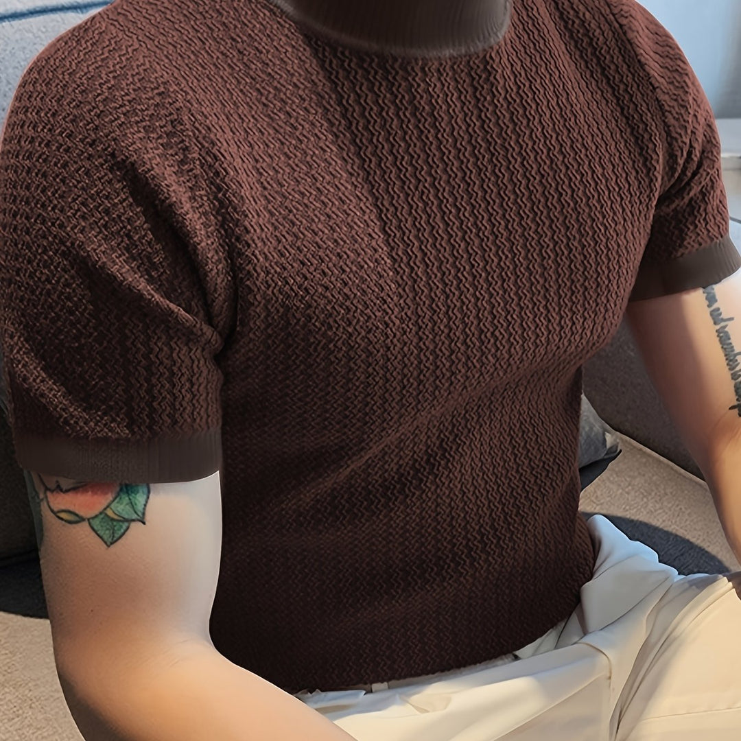 Kevin | Men's Ribbed Knit Mock Neck T-Shirt