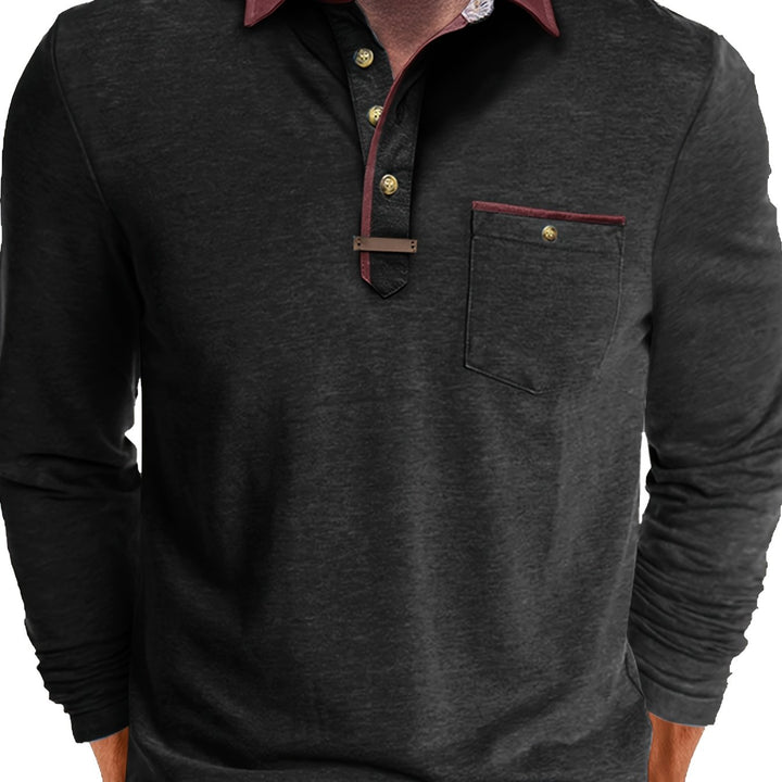 Joel | Men's Contrast Collar Long Sleeve Polo