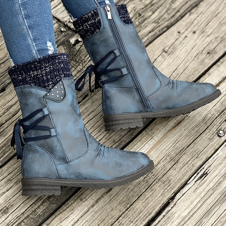 Loretta | Cozy Knit-Cuff Mid-Calf Boots