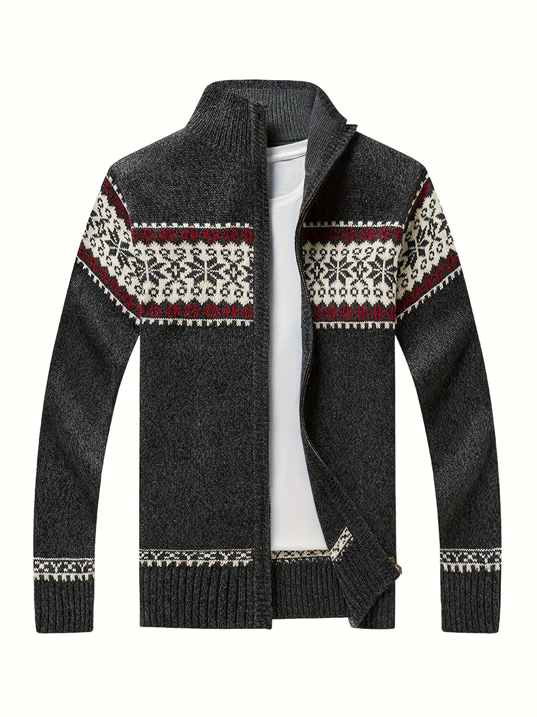 Gregory | Snowflake-Knit Zip Cardigan